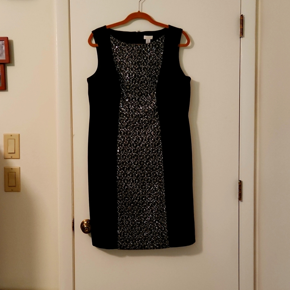 Chico's Metallic Embellished Gray Shirt Dress Size 2 ( US Sz 12)